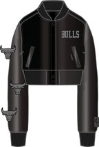 Women's Chicago Bulls Washed Crystalline Leather Varsity Jacket