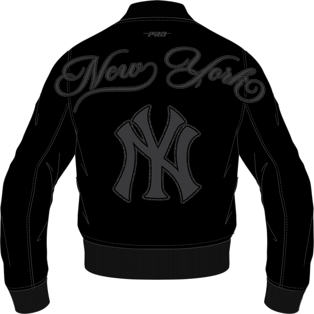 Men's New York Yankees Blackout Leather Varsity Jacket - Famous | Online Store