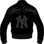 Men's New York Yankees Blackout Leather Varsity Jacket - Famous | Online Store