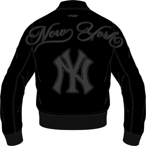 Men's New York Yankees Blackout Leather Varsity Jacket - Famous | Online Store