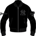 Men's New York Yankees Blackout Leather Varsity Jacket - Famous | Online Store