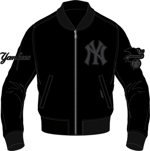Men's New York Yankees Blackout Leather Varsity Jacket - Famous | Online Store