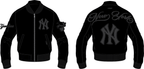 Men's New York Yankees Blackout Leather Varsity Jacket - Famous | Online Store