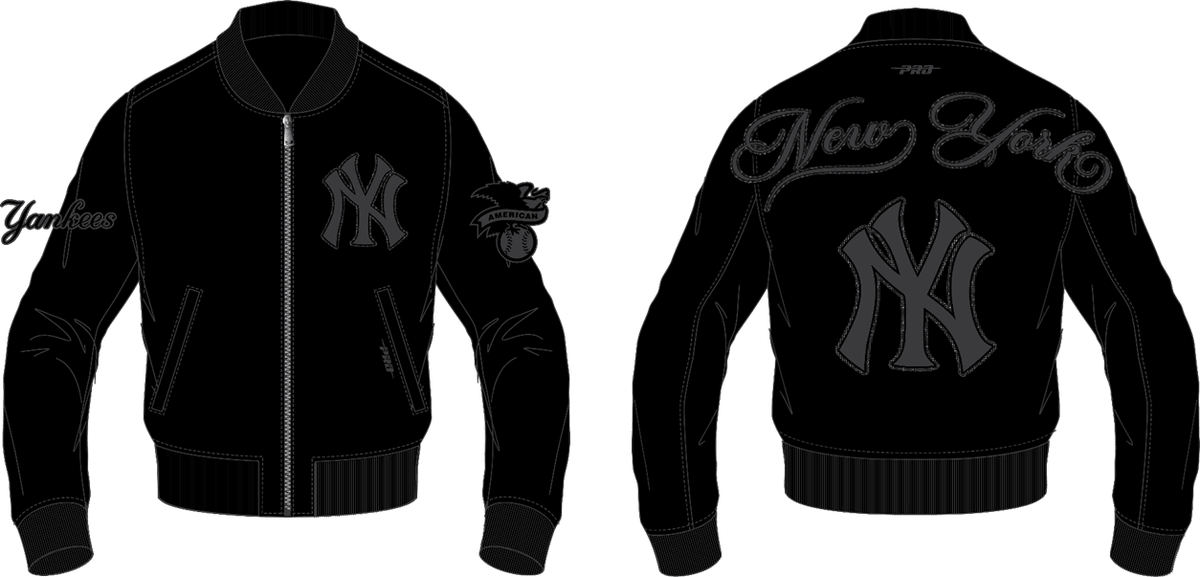 Men's New York Yankees Blackout Leather Varsity Jacket
