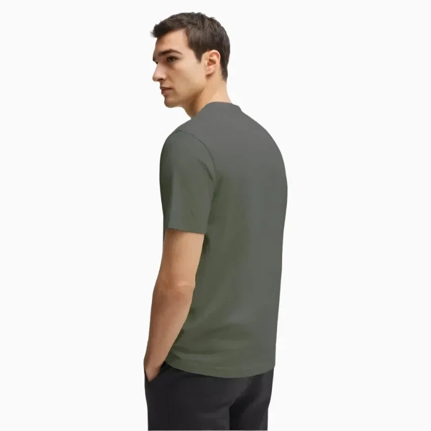 T-shirt en coton extensible coupe droite pour homme avec logo contrastant