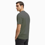 T-shirt en coton extensible coupe droite pour homme avec logo contrastant