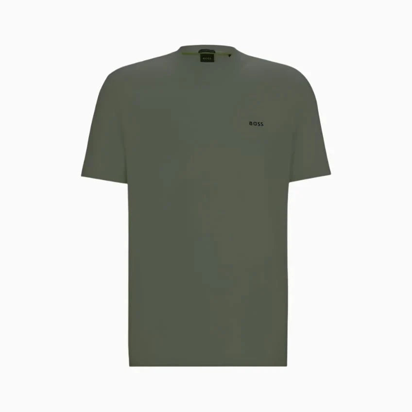 Camiseta de hombre de algodón elástico de corte regular con logo en contraste