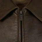 Blouson en cuir vieilli poncé pour homme