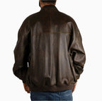 Blouson en cuir vieilli poncé pour homme