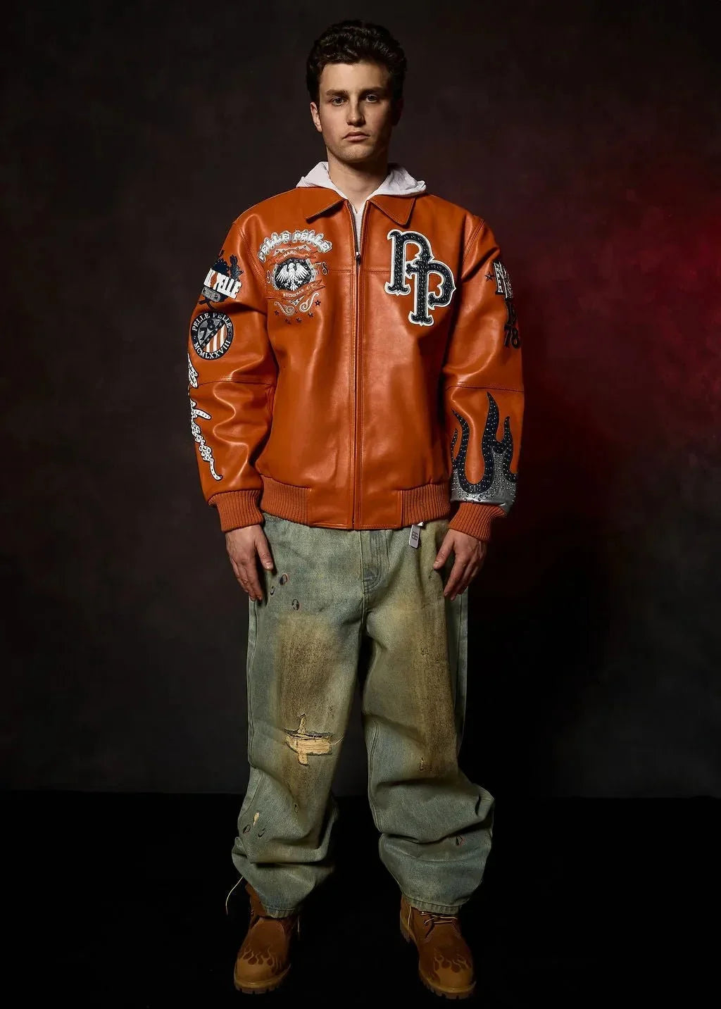 Blouson en cuir Pelle World Famous pour homme