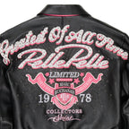 Blouson court en cuir « Greatest Of All Time » pour femme