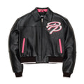 Blouson court en cuir « Greatest Of All Time » pour femme