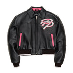 Blouson court en cuir « Greatest Of All Time » pour femme