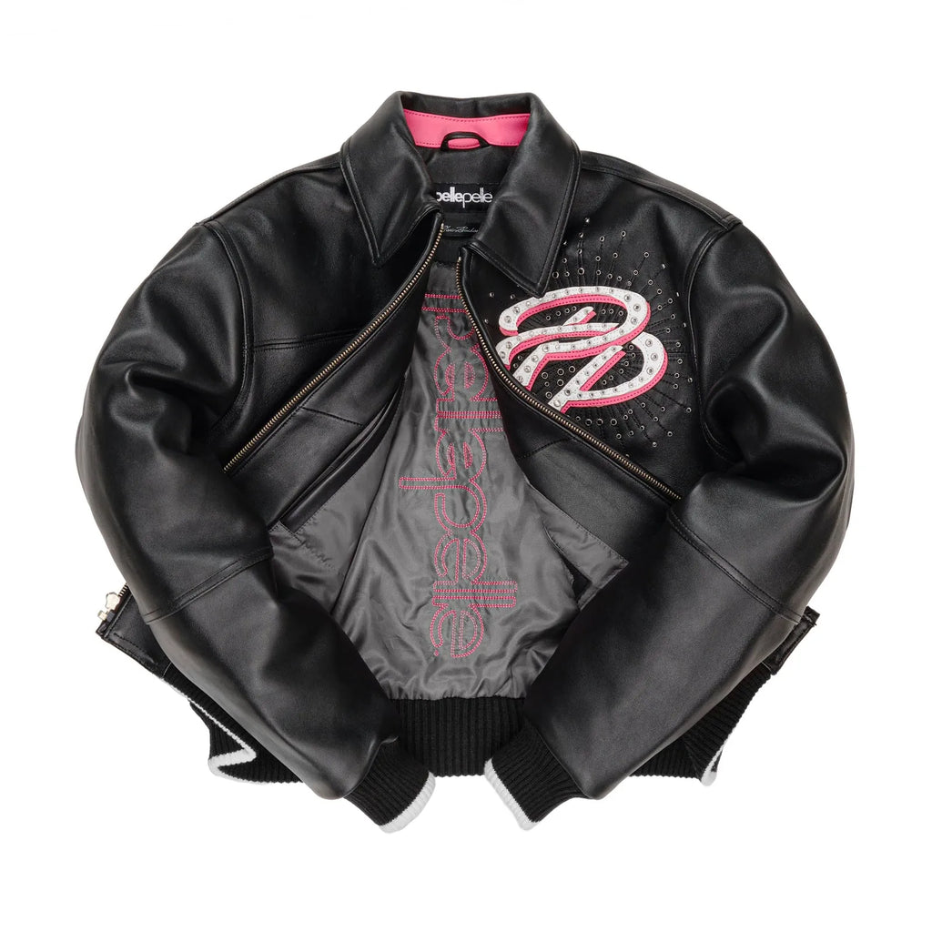 Blouson court en cuir « Greatest Of All Time » pour femme
