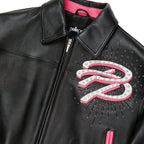 Blouson court en cuir « Greatest Of All Time » pour femme