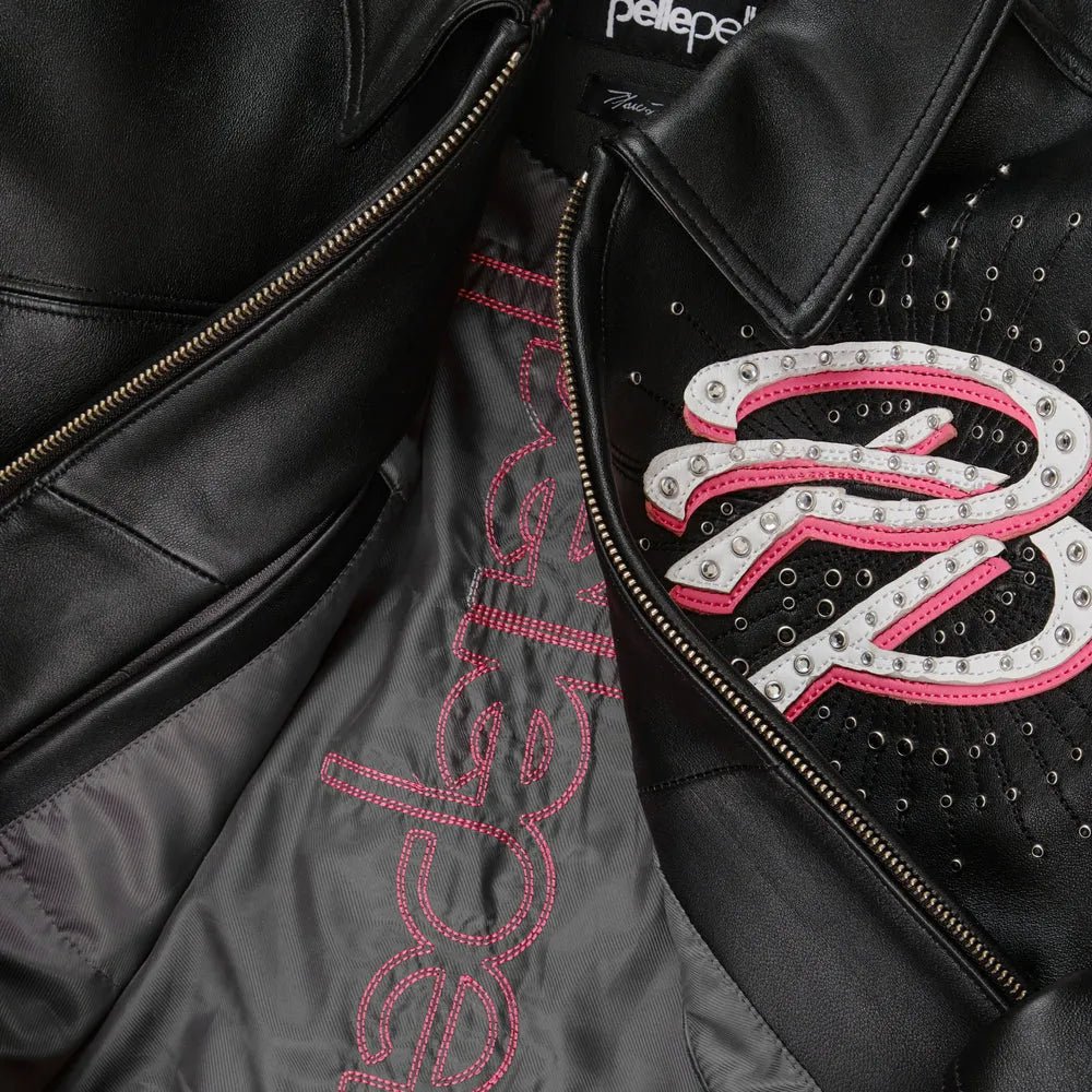 Blouson court en cuir « Greatest Of All Time » pour femme