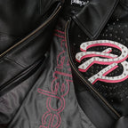 Blouson court en cuir « Greatest Of All Time » pour femme