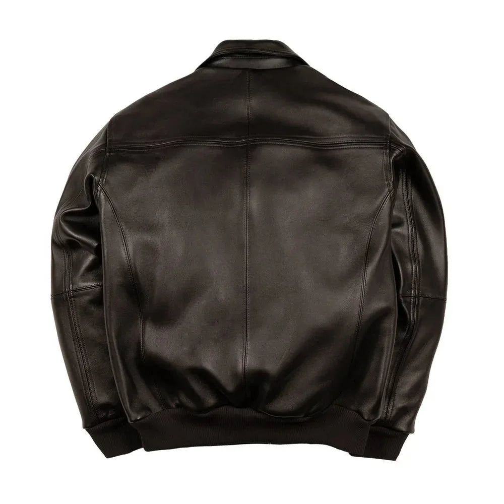 Blouson homme en cuir grainé et côtelé