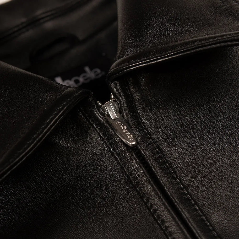 Blouson homme en cuir grainé et côtelé