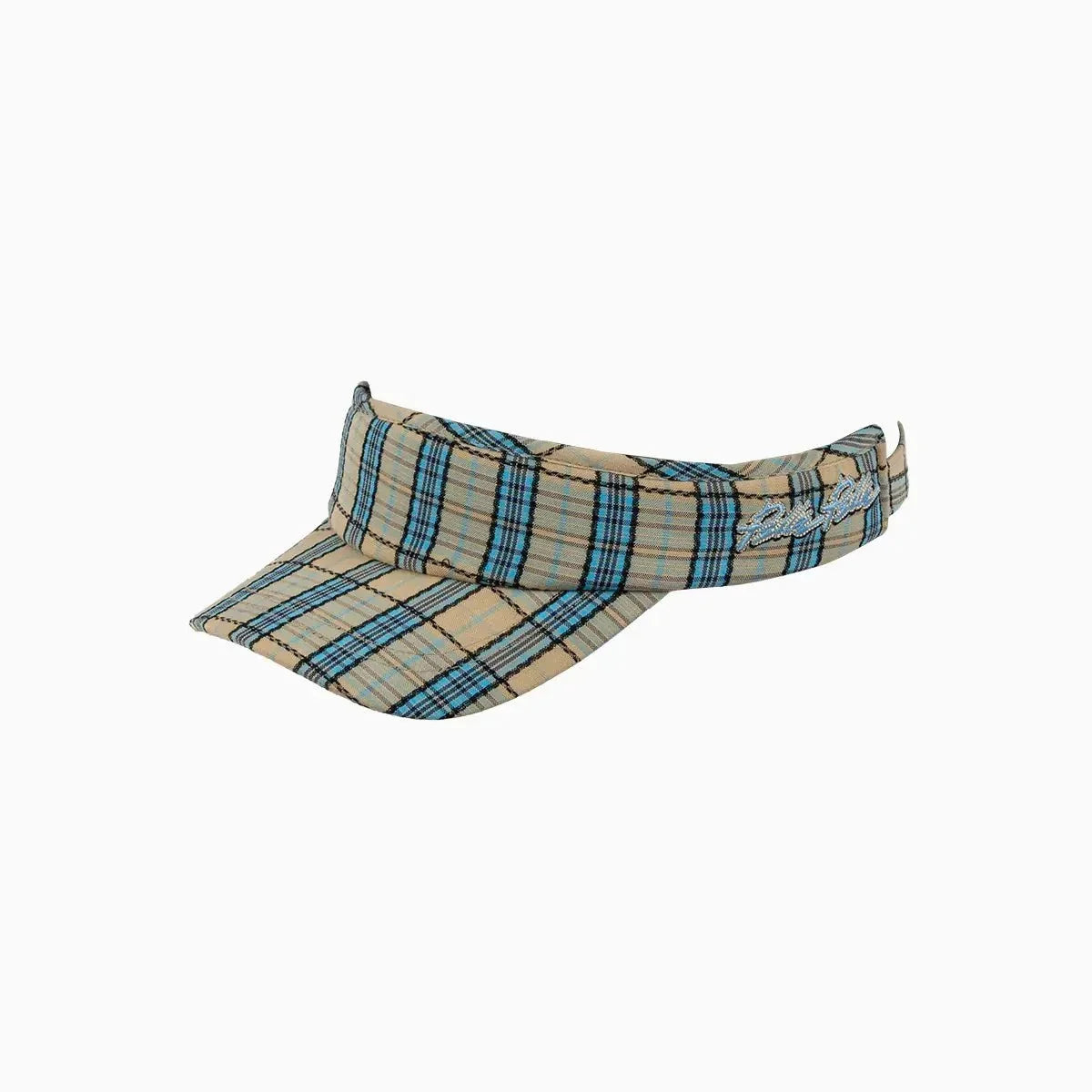 Classic Khaki Blue Tartan Adjustable Sports Visor