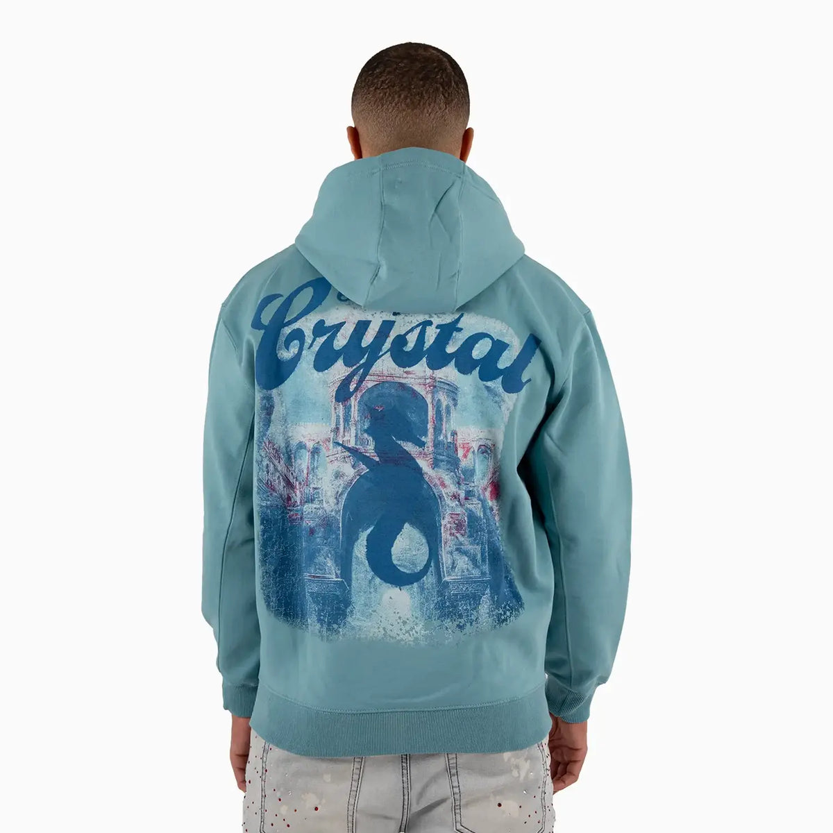 Sudadera con capucha de caballitos de mar con pedrería LC para hombre