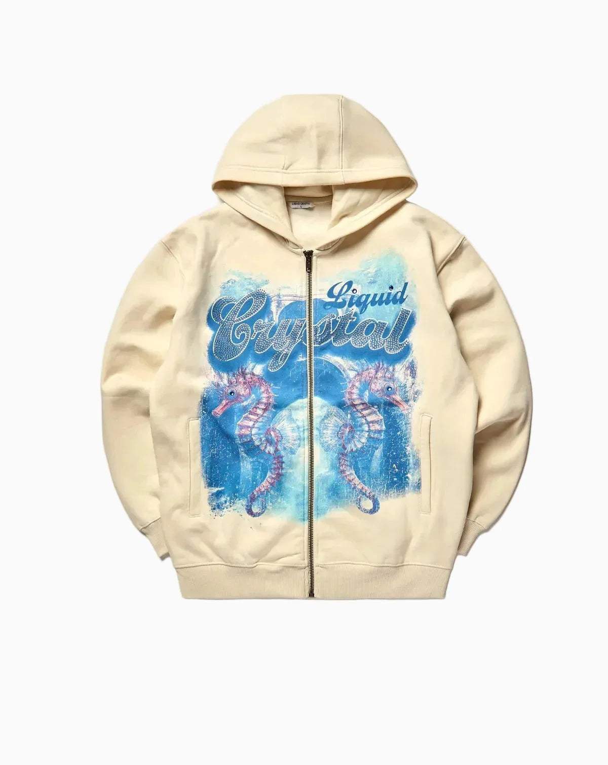 Sudadera con capucha de caballitos de mar con pedrería LC para hombre