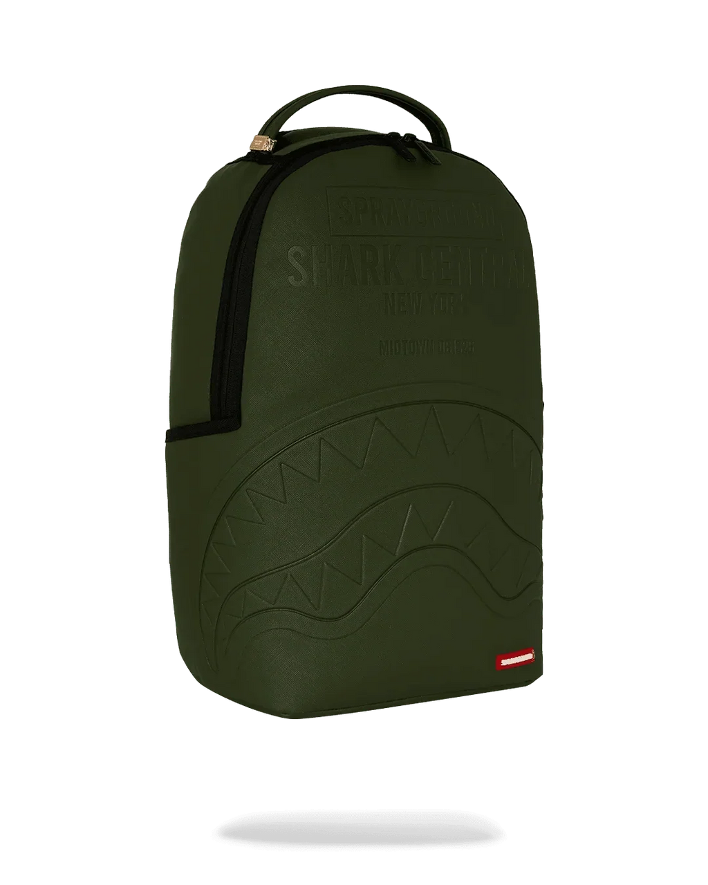 Mochila de nailon verde en relieve Shark Central