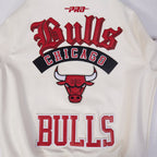 Chaqueta universitaria de cuero de los Chicago Bulls de la NBA para hombre