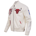 Chaqueta universitaria de cuero de los Chicago Bulls de la NBA para hombre