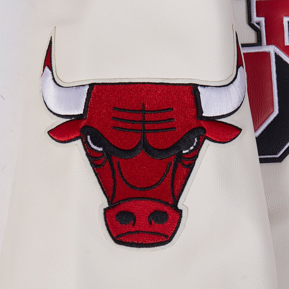 Chaqueta universitaria de cuero de los Chicago Bulls de la NBA para hombre