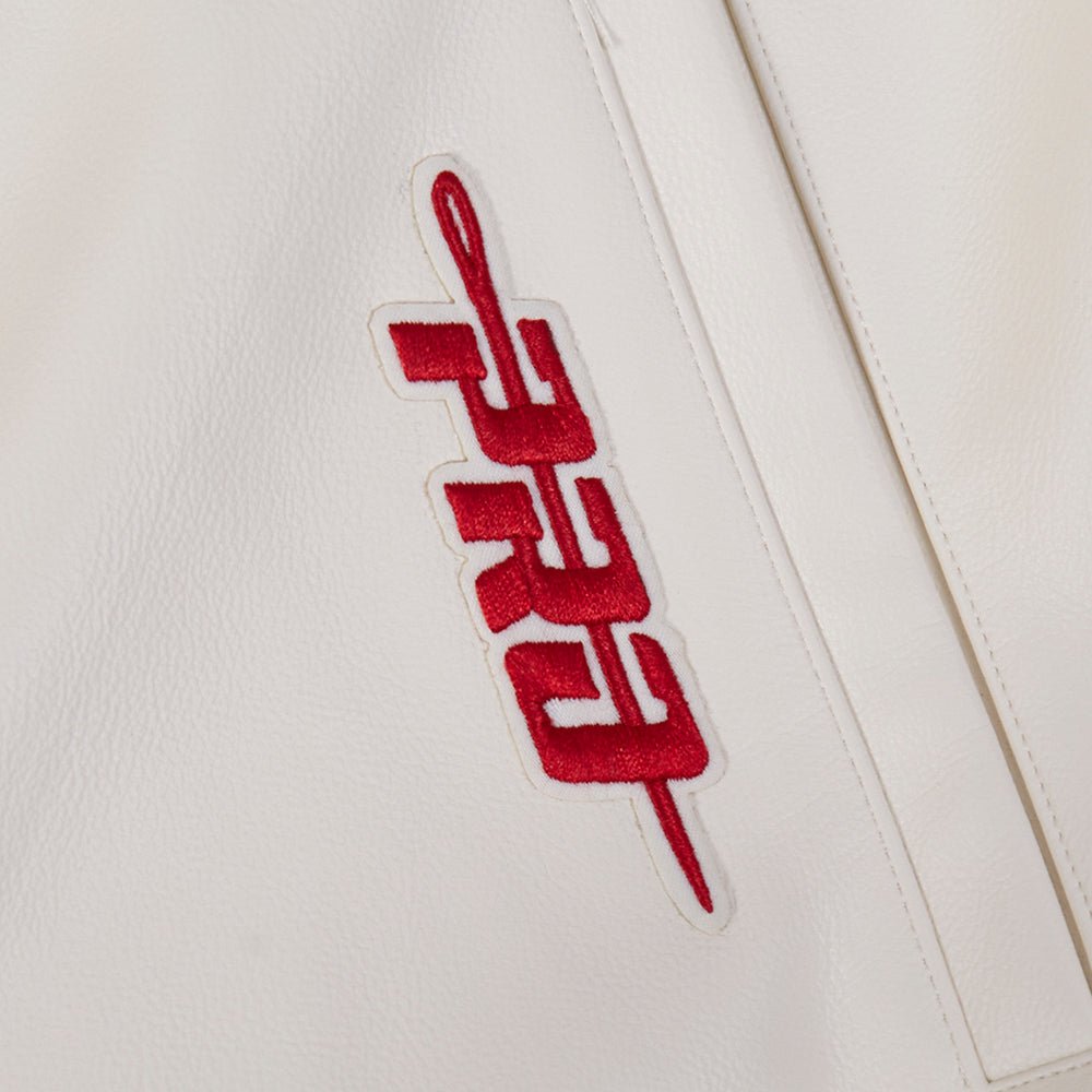 Chaqueta universitaria de cuero de los Chicago Bulls de la NBA para hombre
