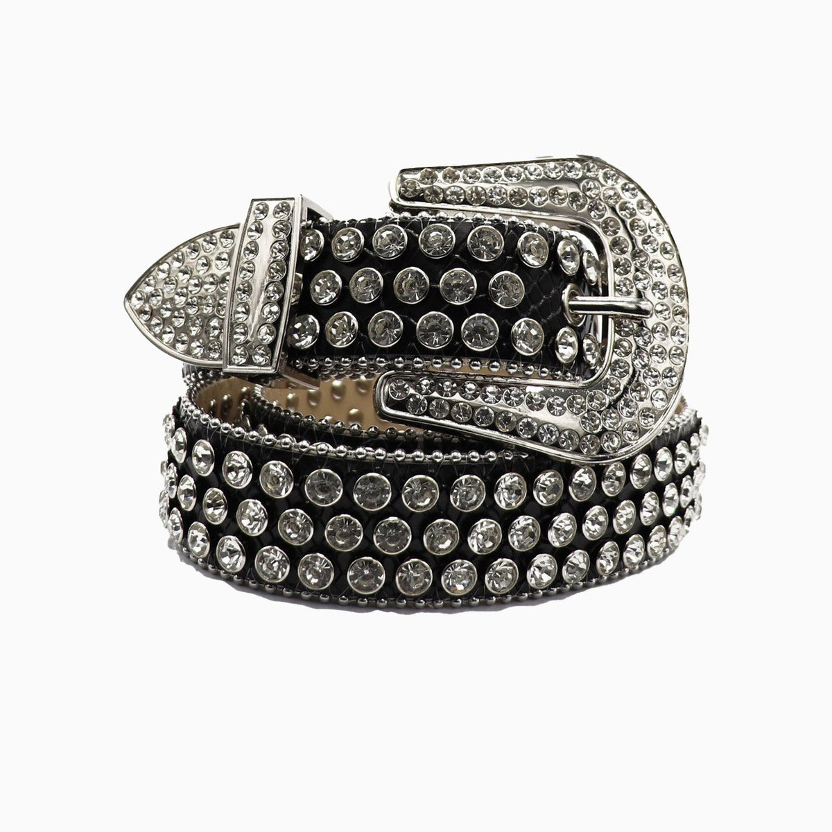 Dna Premium Belt Black Snake Skin With Silver Stones