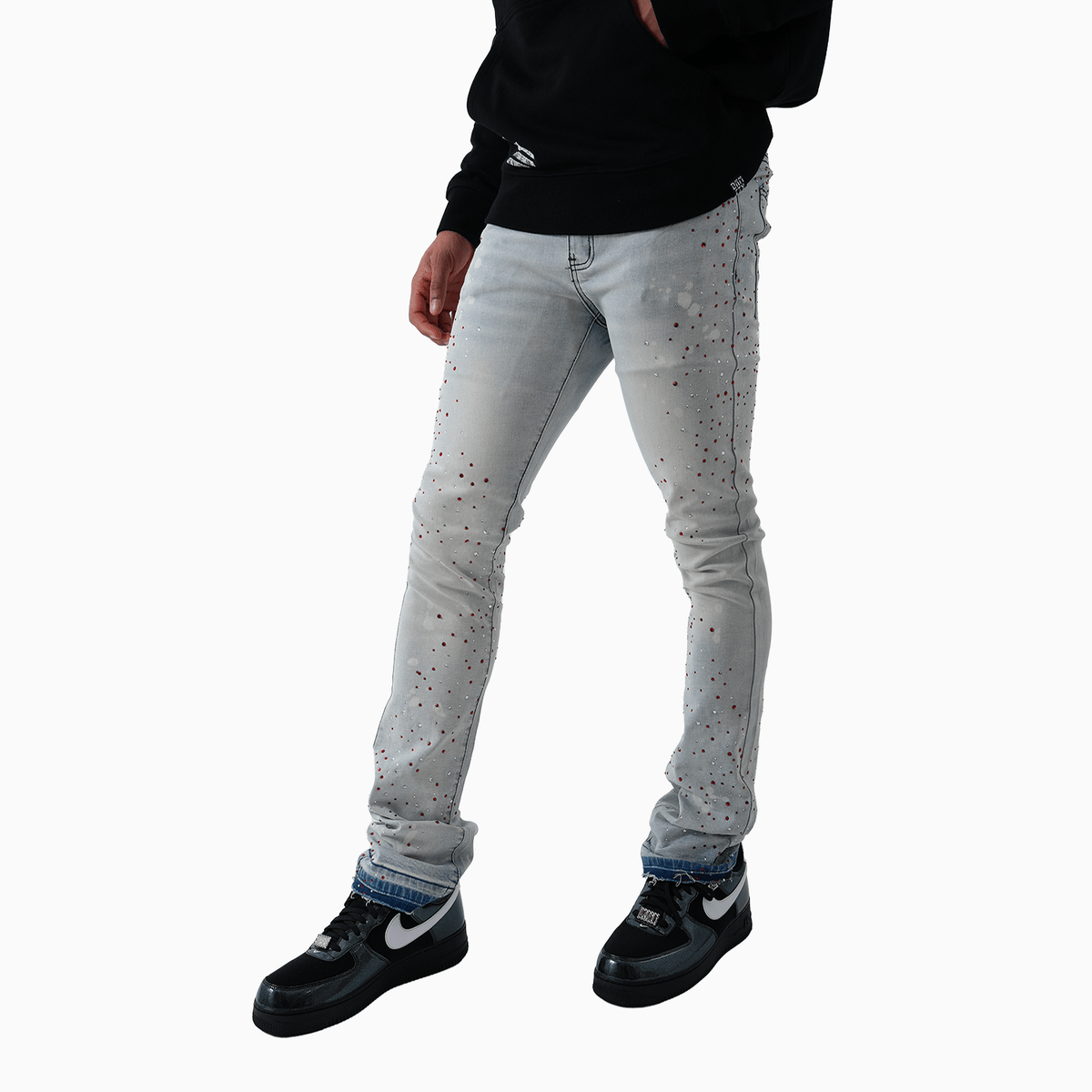 Pantalón vaquero para hombre con lavado a la piedra negra
