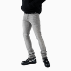 Pantalon en jean délavé pour homme avec pierres noires