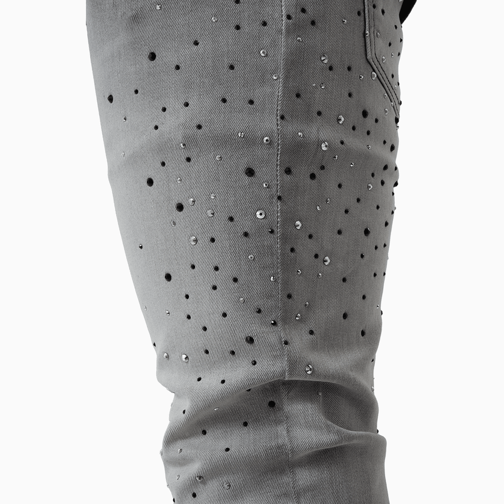 Pantalon en jean délavé pour homme avec pierres noires