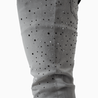 Pantalon en jean délavé pour homme avec pierres noires