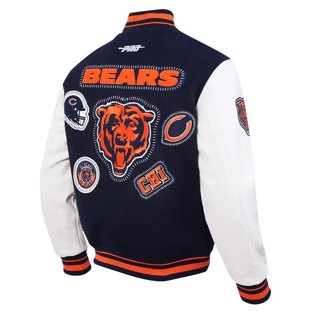 Men's Chicago Bears Stitch Rib Wool Varsity Jacket