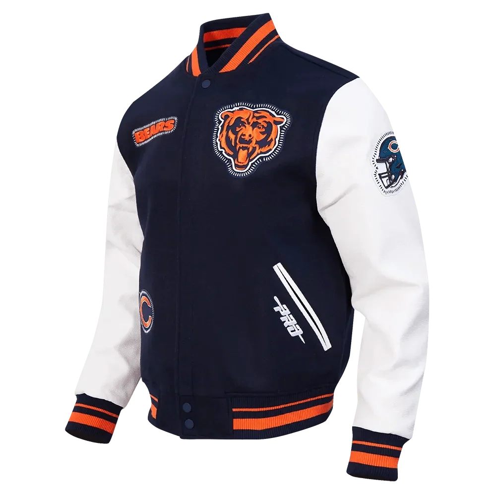 Men's Chicago Bears Stitch Rib Wool Varsity Jacket