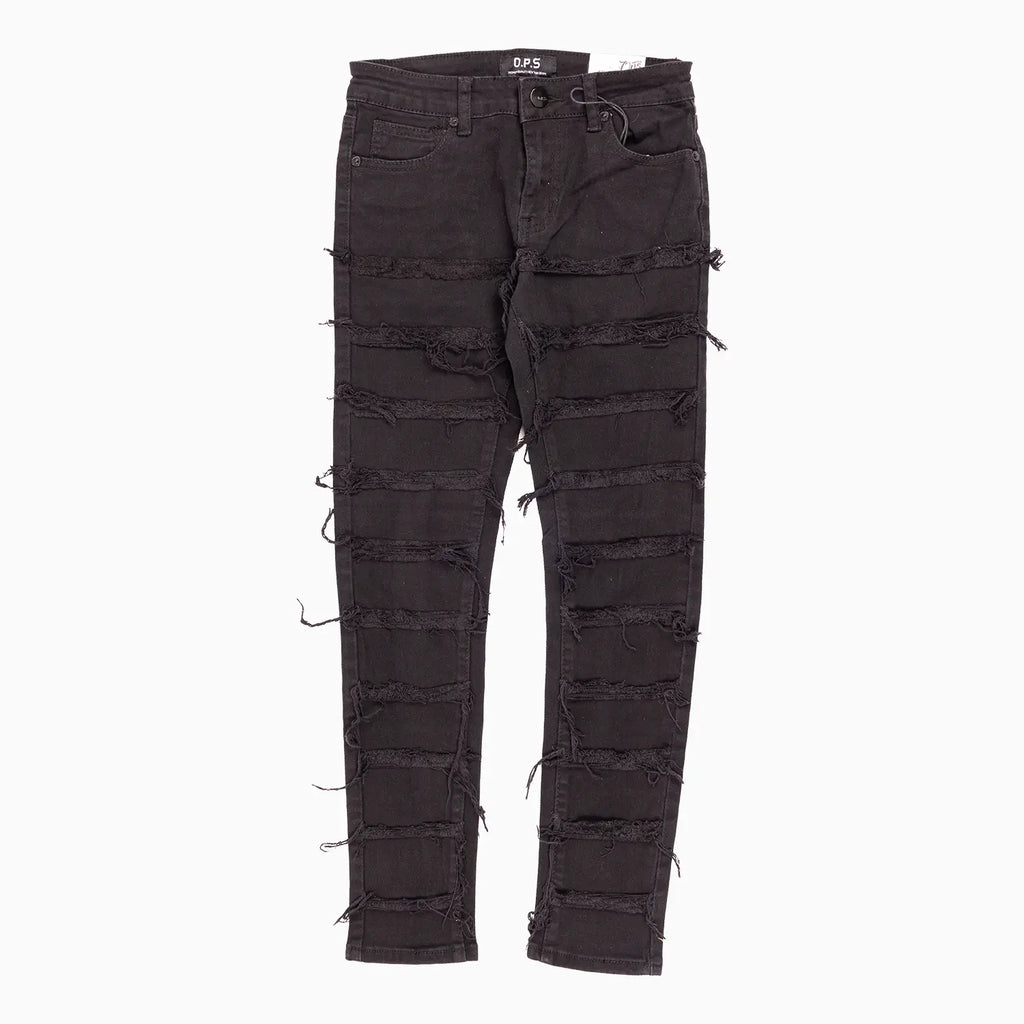 Pantalón Vaquero Negro Roto Desgastado para Niño