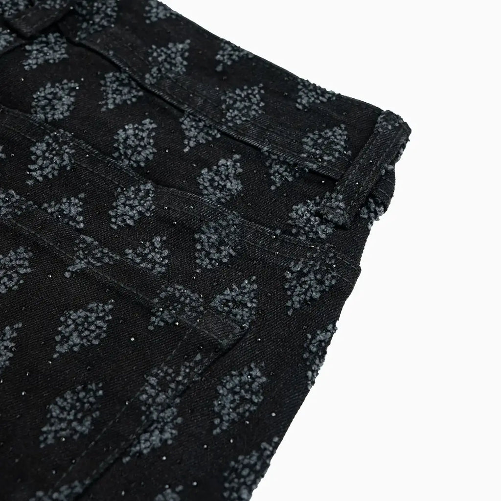 Pantalon en jean pour femme orné de strass King superposés