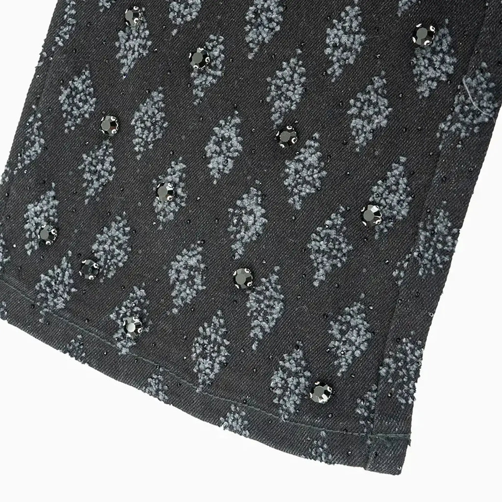 Pantalon en jean pour femme orné de strass King superposés
