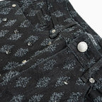 Pantalon en jean pour femme orné de strass King superposés