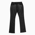 Pantalon en jean enduit empilé orné de strass pour femme