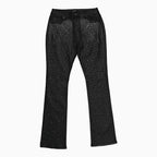 Pantalon en jean enduit empilé orné de strass pour femme