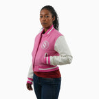 Chaqueta universitaria de lana con cresta imperial para mujer