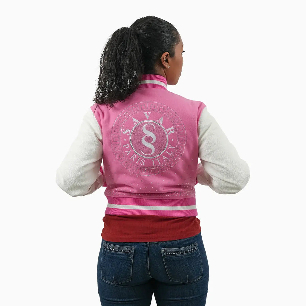 Chaqueta universitaria de lana con cresta imperial para mujer