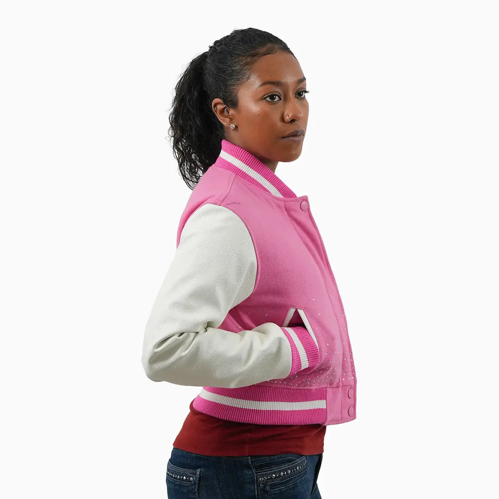 Chaqueta universitaria de lana con cresta imperial para mujer