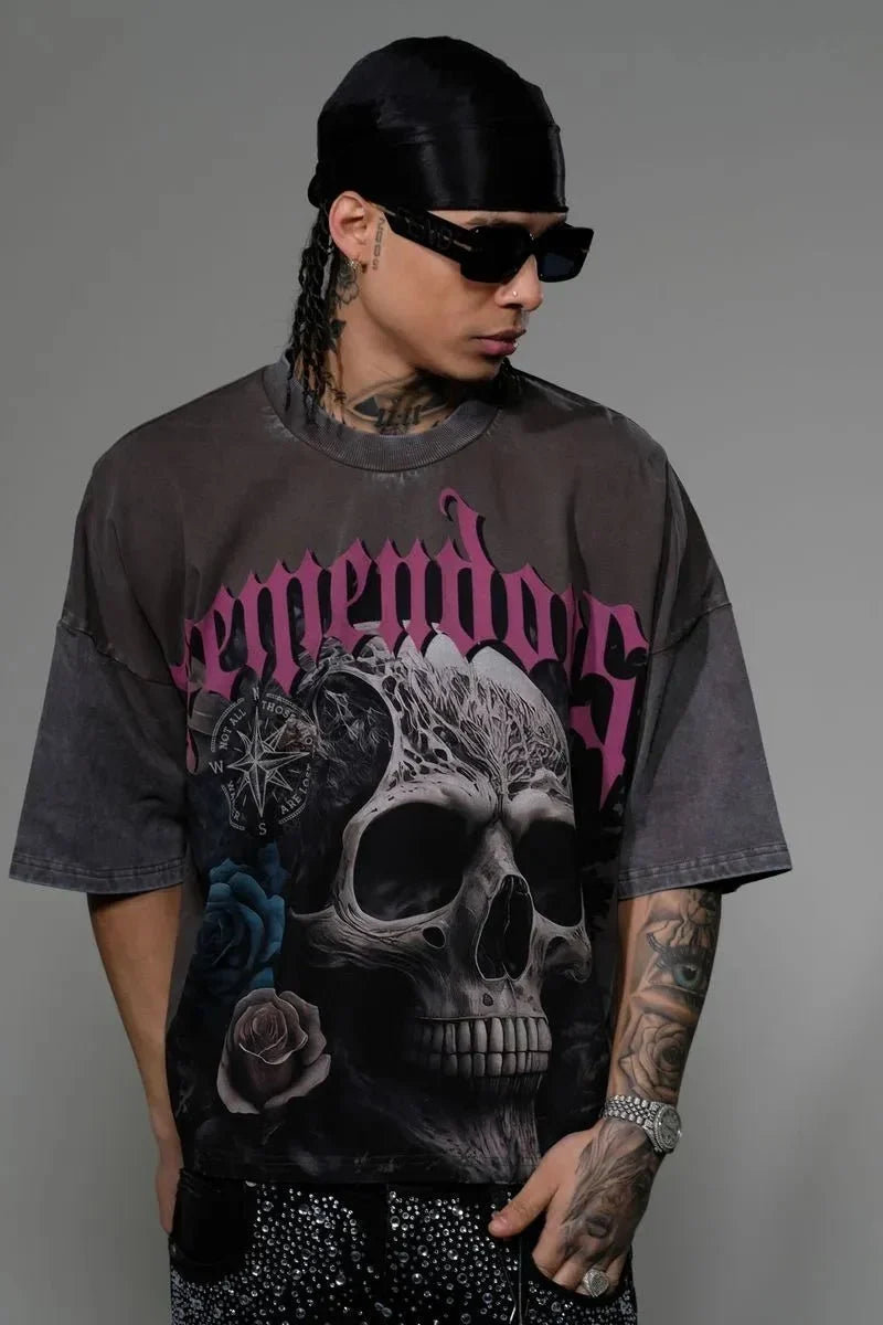 T-shirt coupe courte ample à épaules tombantes pour homme