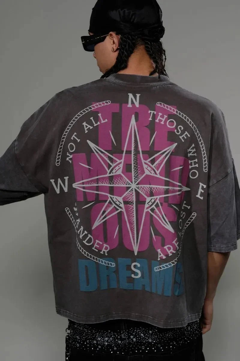 T-shirt coupe courte ample à épaules tombantes pour homme
