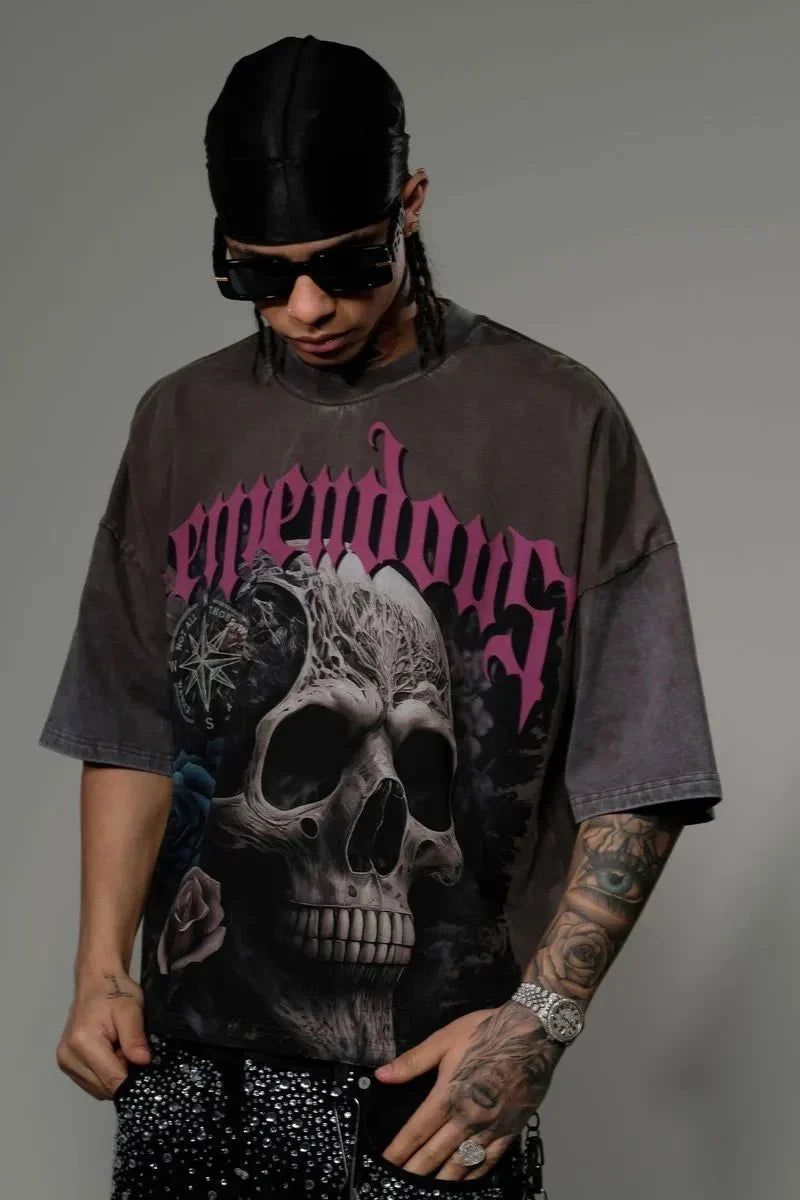 T-shirt coupe courte ample à épaules tombantes pour homme